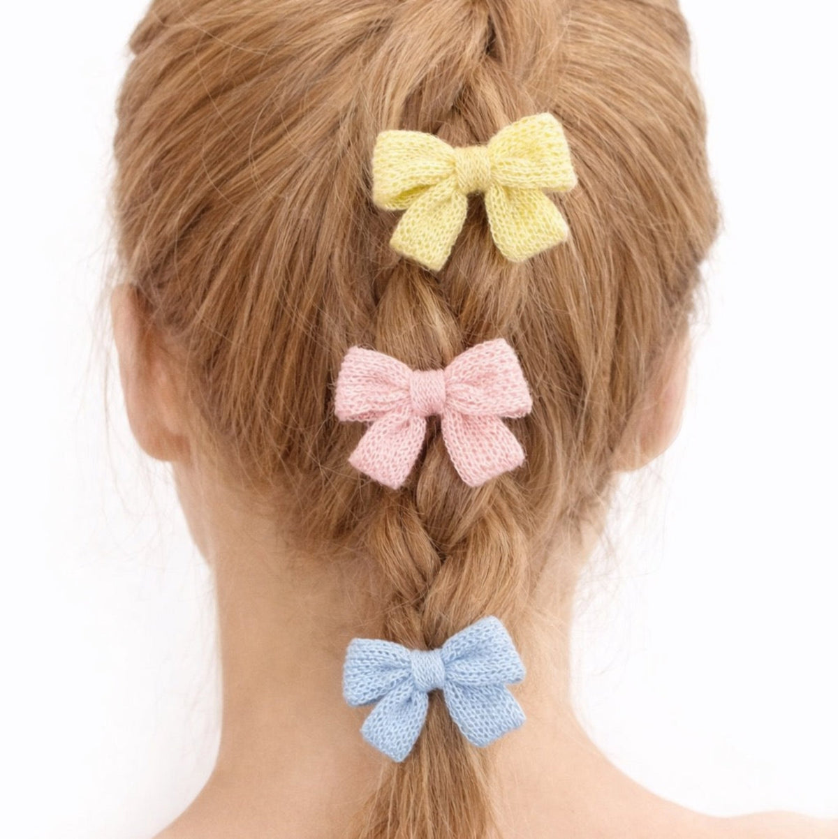Cozy Knit Bow Hair Clip Set – Pastel Charm Accessories