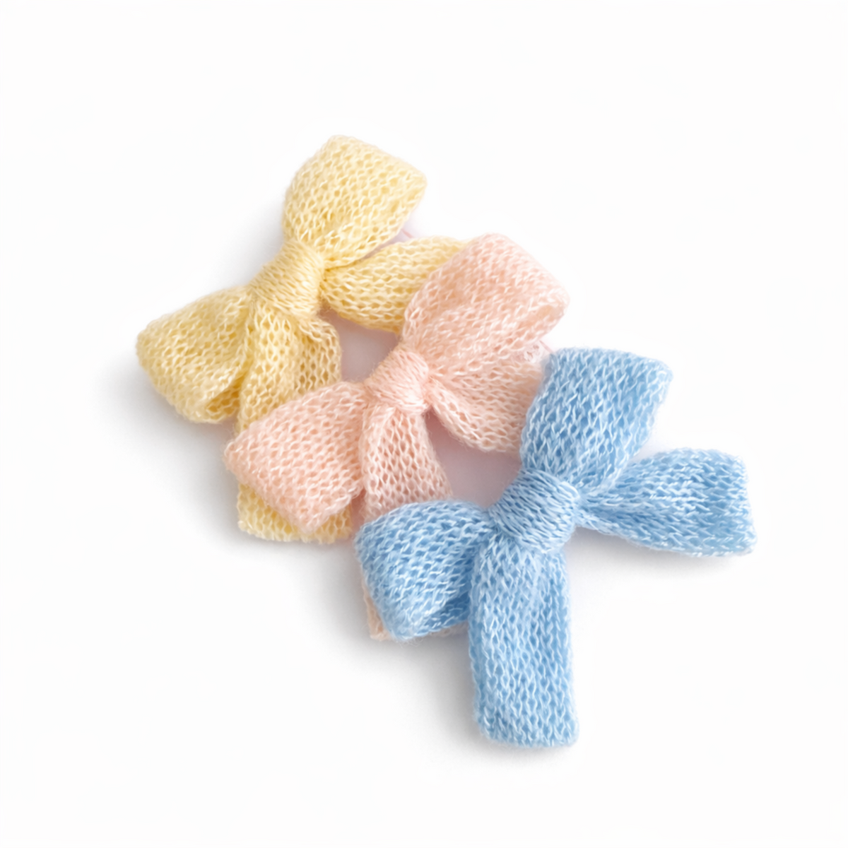 Cozy Knit Bow Hair Clip Set – Pastel Charm Accessories
