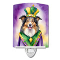 Collie King of Mardi Gras Ceramic Night Light
