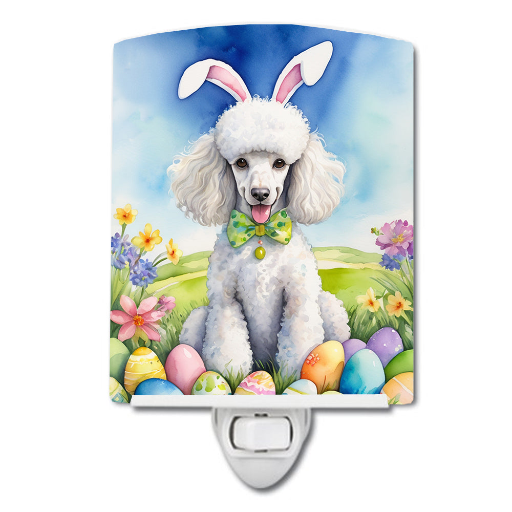 White Poodle Easter Egg Hunt Ceramic Night Light