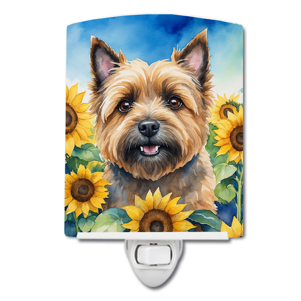 Cairn Terrier in Sunflowers Ceramic Night Light