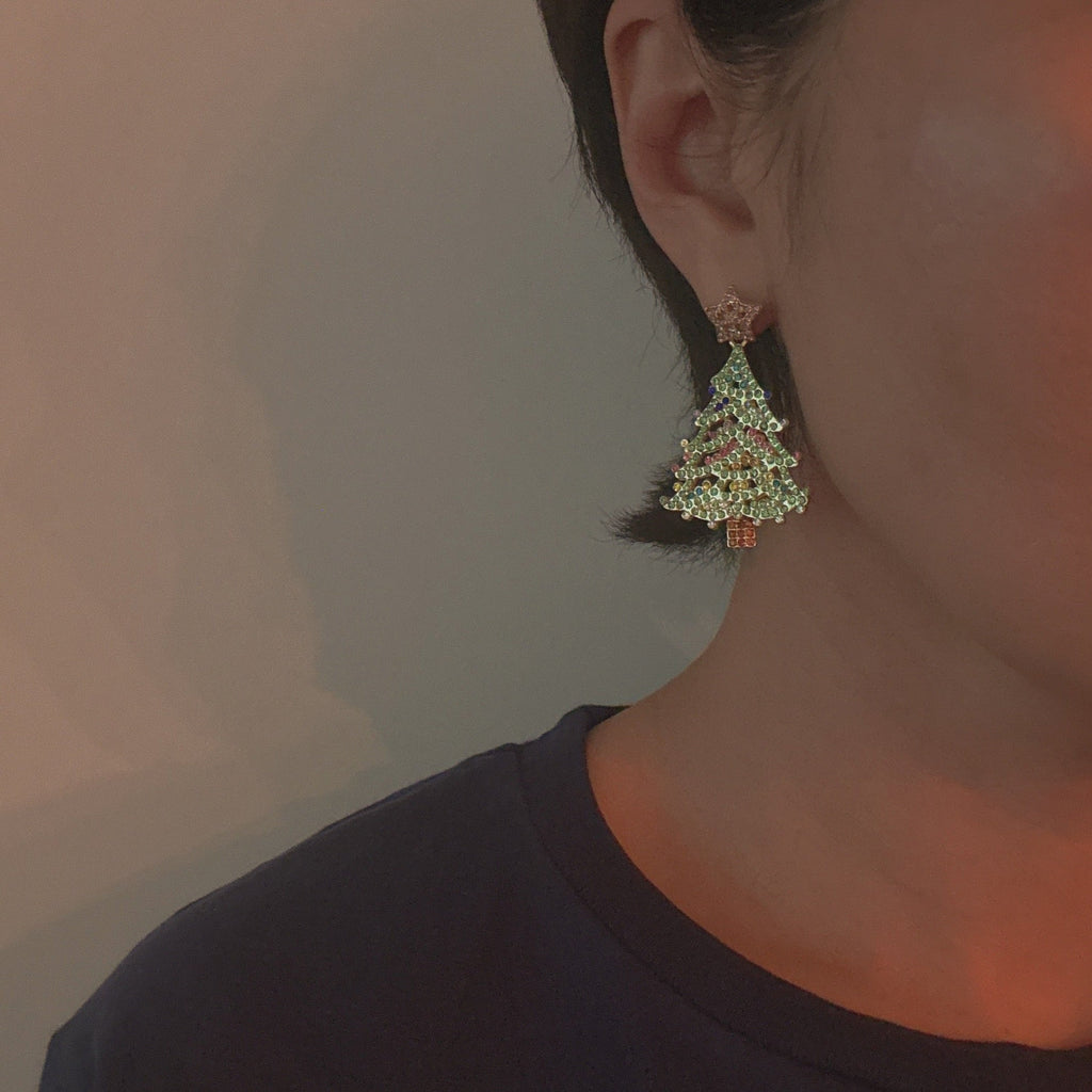 Evergreen Sparkle Christmas Tree Earrings – Beaded Holiday Statement | Festive & Fun Winter Style