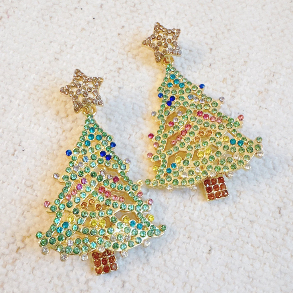 Evergreen Sparkle Christmas Tree Earrings – Beaded Holiday Statement | Festive & Fun Winter Style