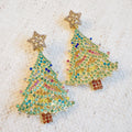 Evergreen Sparkle Christmas Tree Earrings – Beaded Holiday Statement | Festive & Fun Winter Style