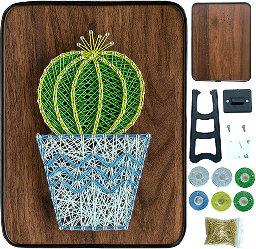 Barrel Cactus in Chevron Pot String Art Kit by Wizardi F07-M12-3-DH9010
