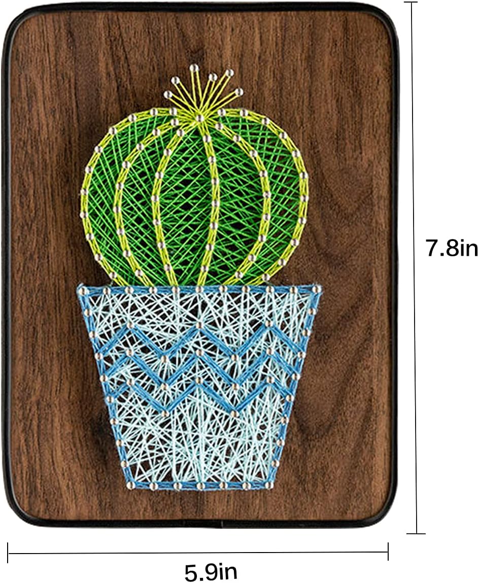 Barrel Cactus in Chevron Pot String Art Kit by Wizardi F07-M12-3-DH9010