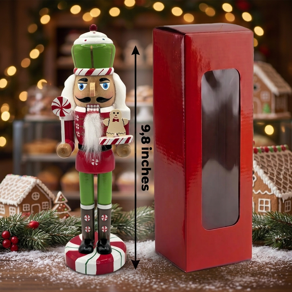 Peppermint Baker with Gingerbread Tray Christmas Wooden Nutcracker 10 in by Wizardi F07AM9-13-XC4617A