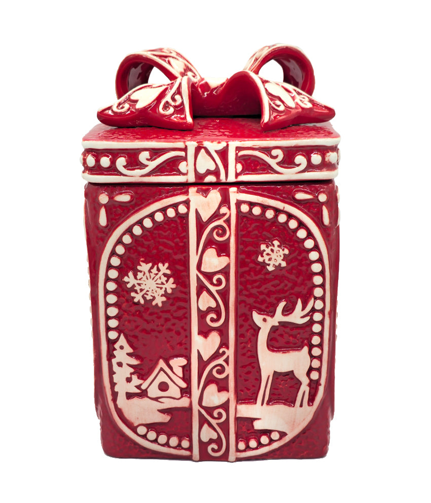 Red Christmas Gift Box Cookie Jar by Wizardi F07AM9-2-YJ26139Red