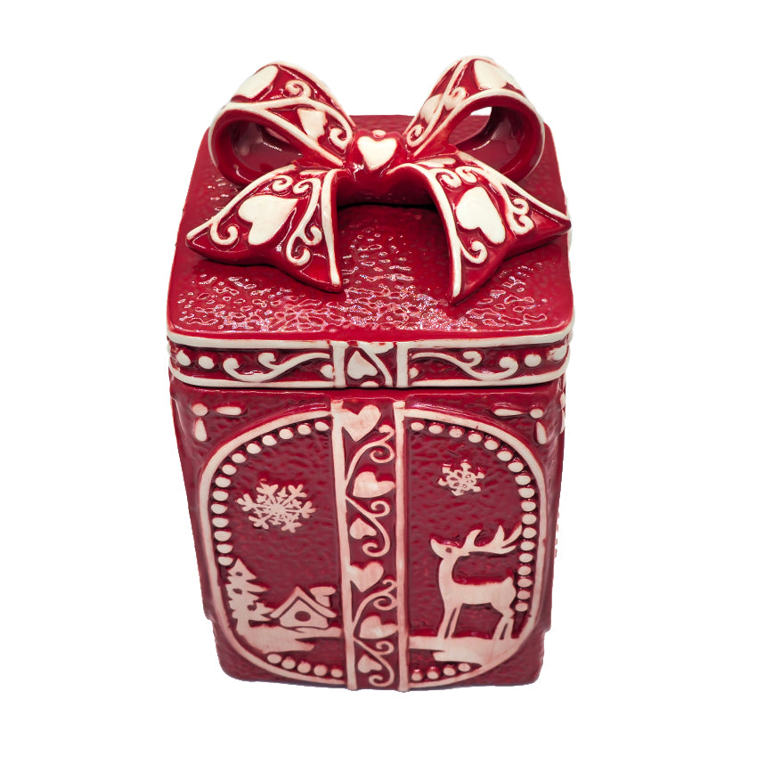 Red Christmas Gift Box Cookie Jar by Wizardi F07AM9-2-YJ26139Red