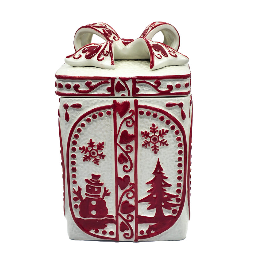 White Christmas Gift Box Cookie Jar by Wizardi F07AM9-2-YJ26139White