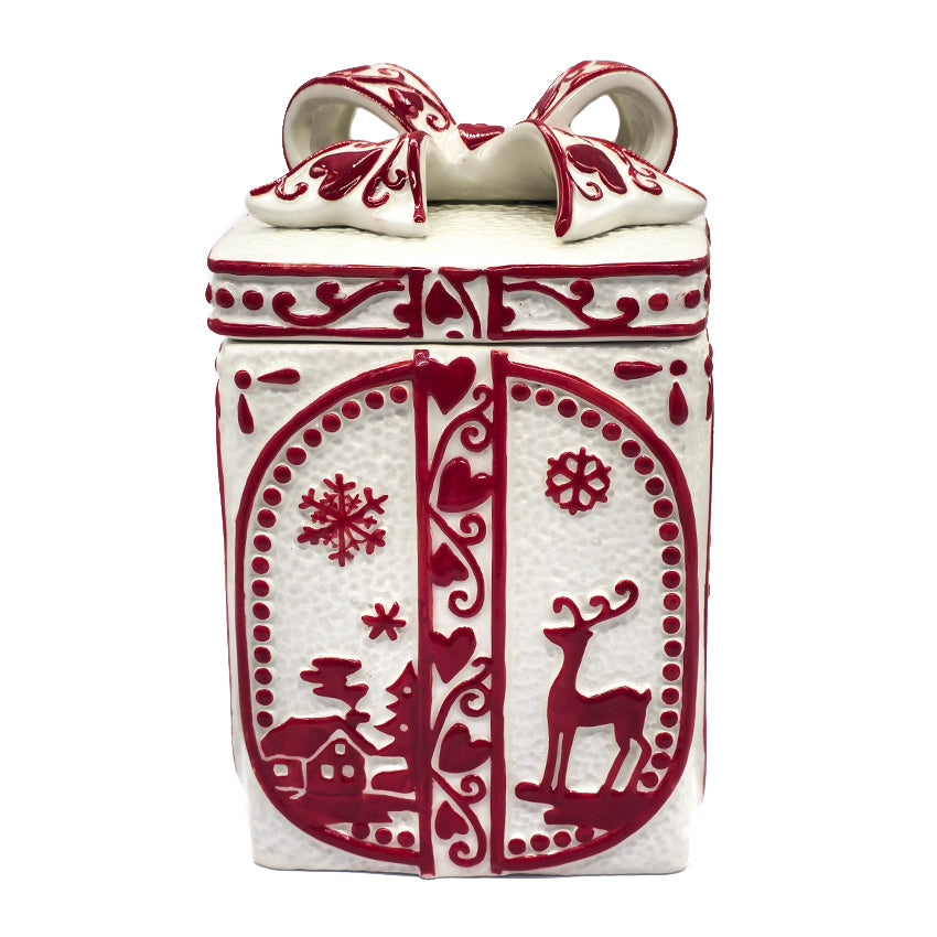 White Christmas Gift Box Cookie Jar by Wizardi F07AM9-2-YJ26139White
