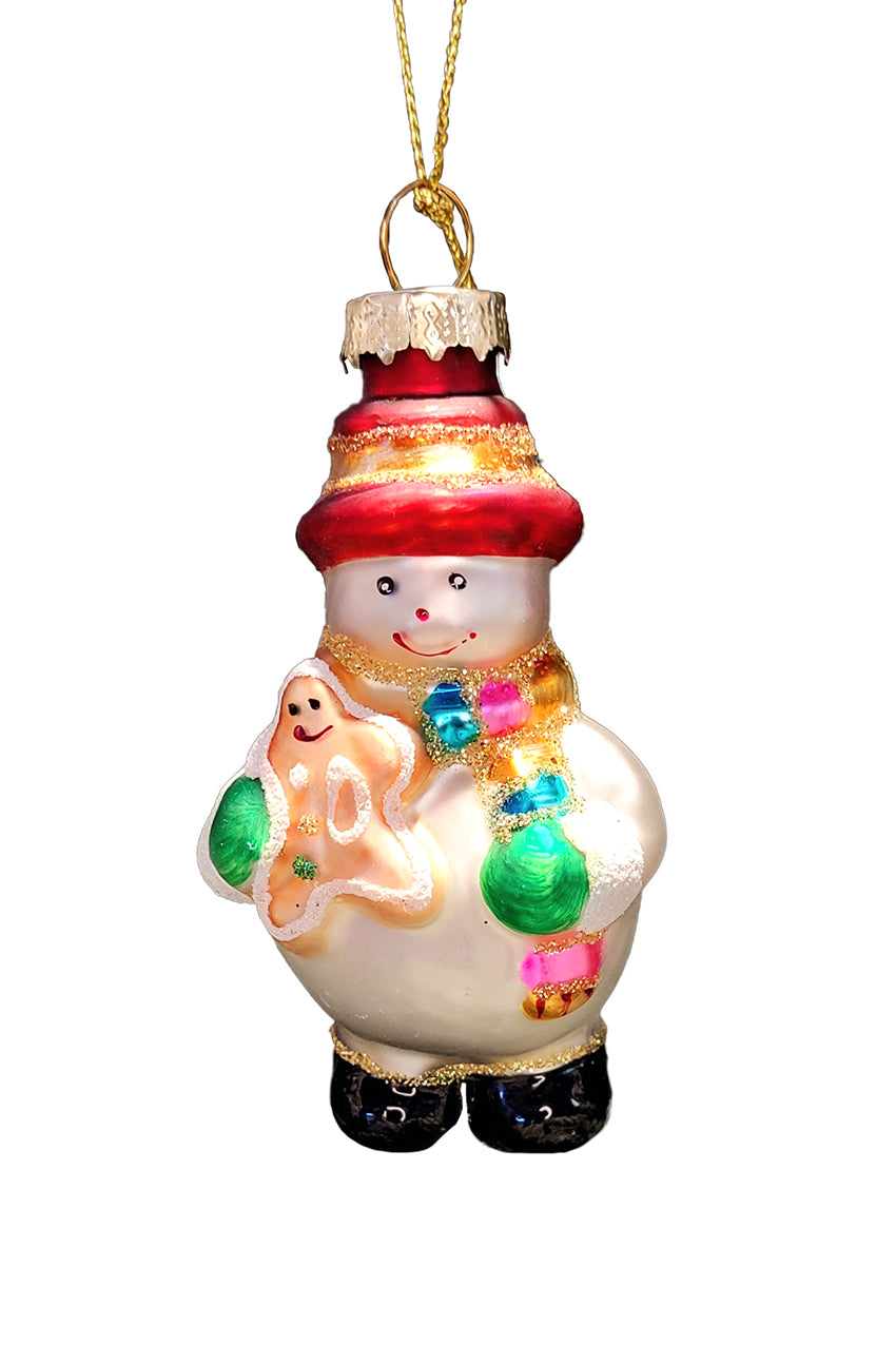 Christmas Glass Ornament - Snowman with Cookie by Wizardi F07M3-41 HB-SY25317
