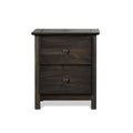 Farmhouse Solid Pine Wood 2 Drawer Nightstand in Espresso