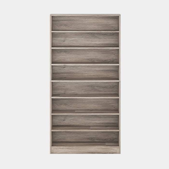 8-Shelf Shoe Rack Storage Cabinet in Grey Wood Finish - Holds Up To 45 Pairs
