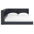 Full size Blue Wooden Corner Storage Bed with Bookcase Headboard and USB Ports