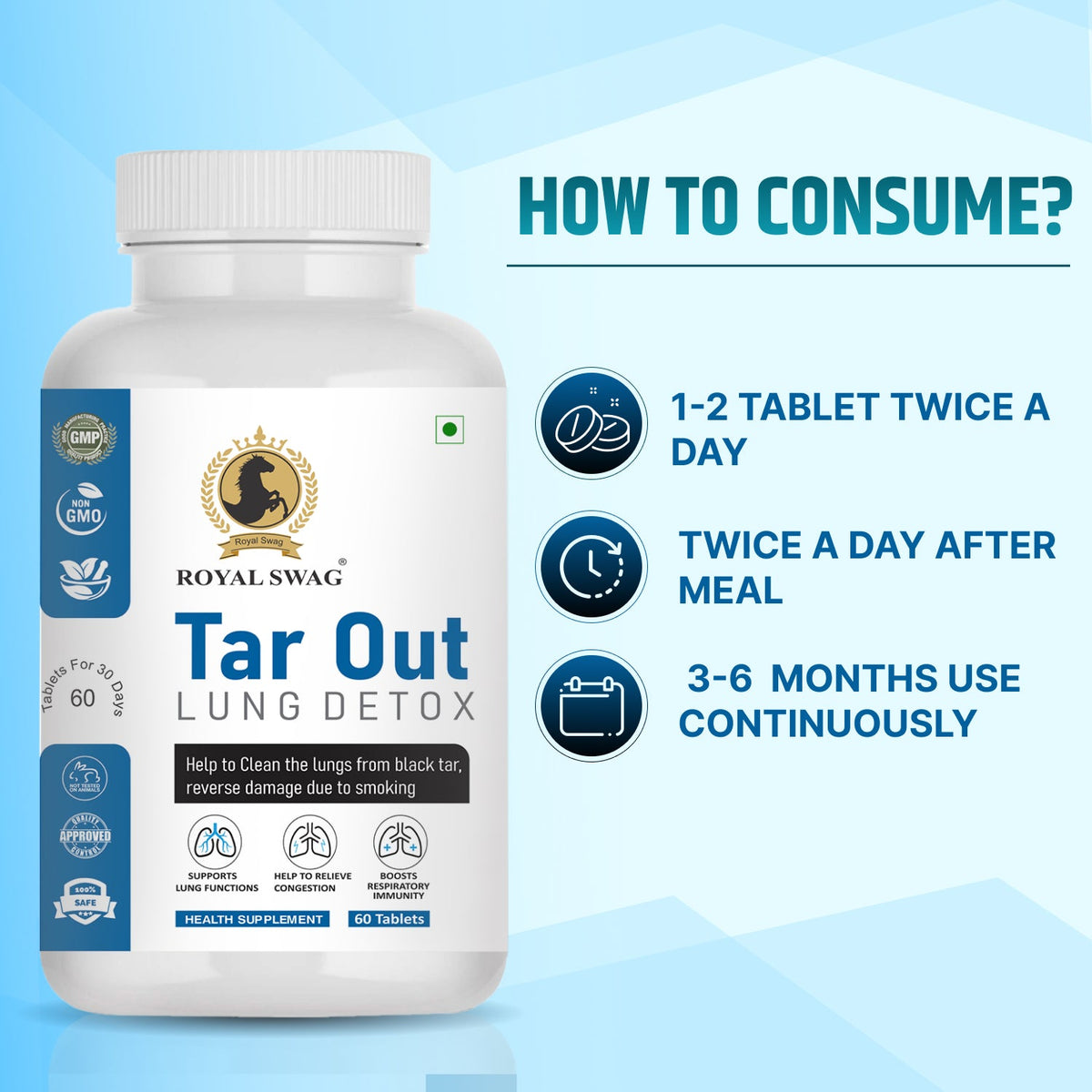 Tar Out Lung Cleanse and Detox Tablet 60 Pcs Pack (Pack Of 2)