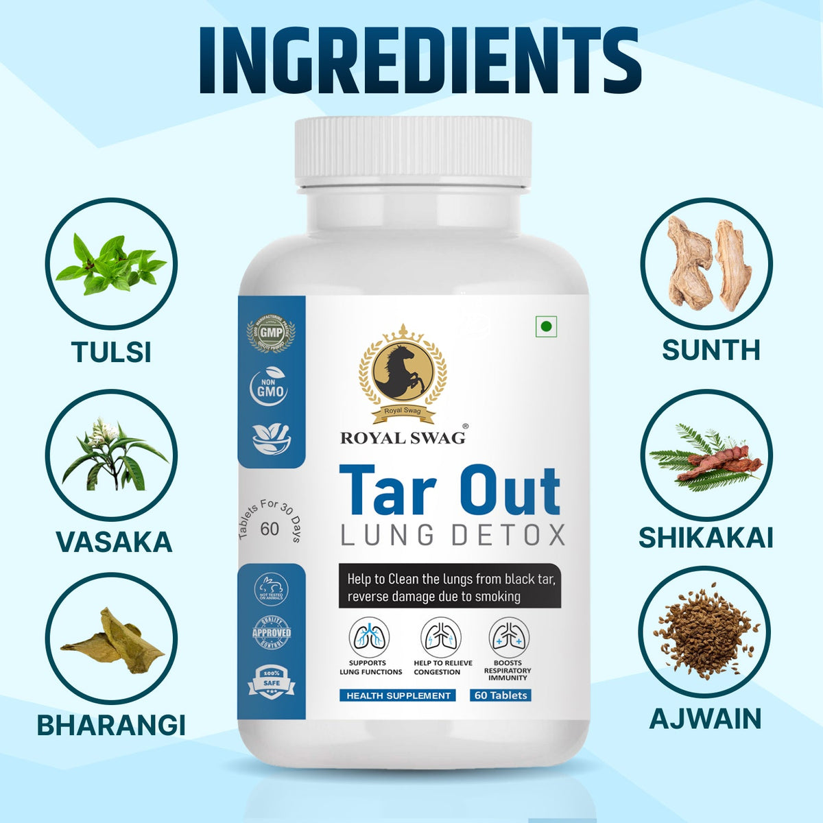 Tar Out Lung Cleanse and Detox Tablet 60 Pcs Pack (Pack Of 2)