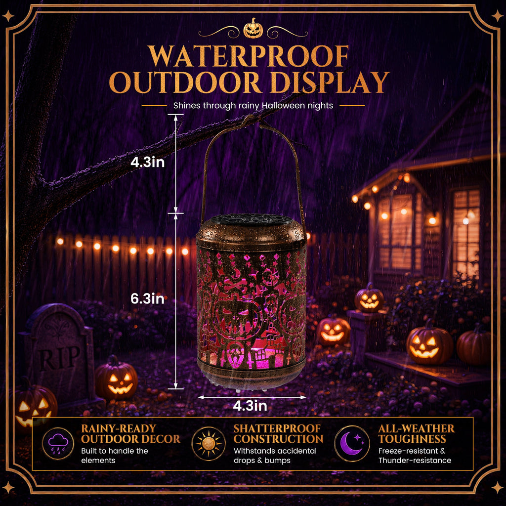 GIGALUMI Halloween Decorations 1-Pack Purple Solar Pumpkin Lights Outdoor
