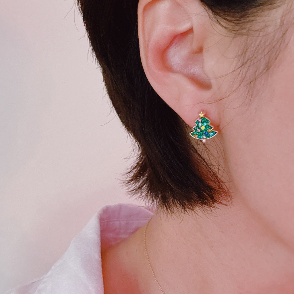 Holly Jolly Christmas Stud Earring Set – Christmas Trees & Wreaths | Festive Mini Earrings Duo