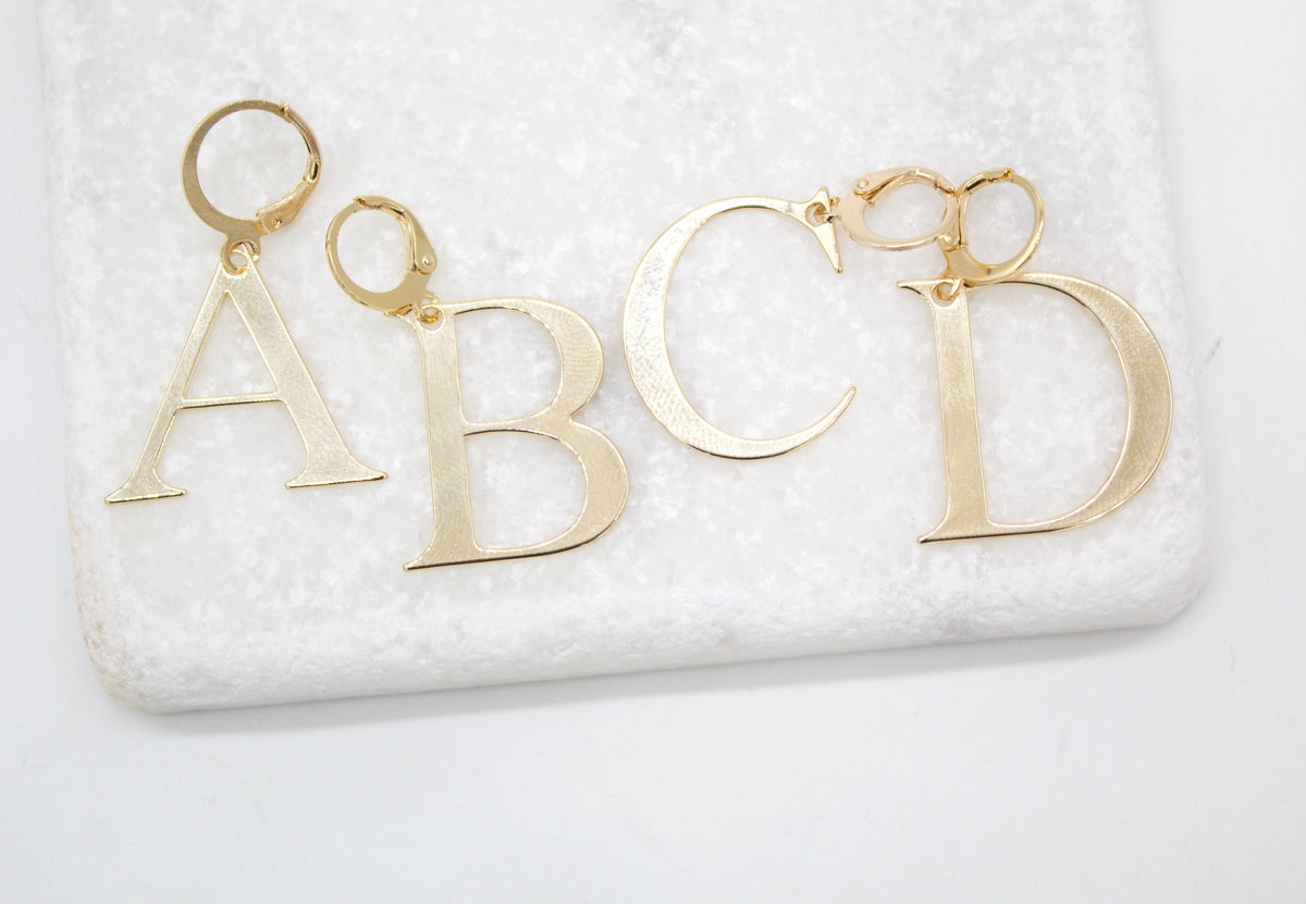 18K Gold Filled Letter A-Z Letter Pendant French Hook (A66)
