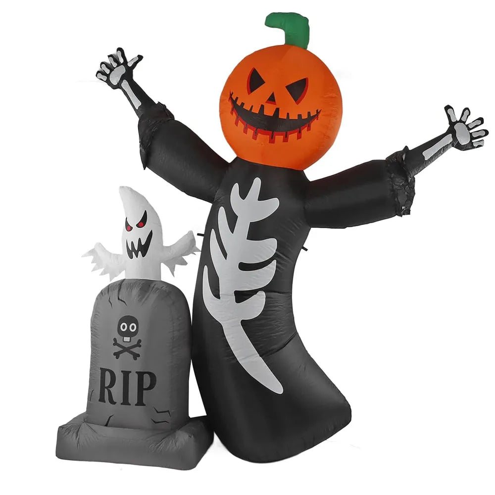 NNEOBA Inflatable Pumpkin Skeleton Halloween Yard Decor -  8FT
