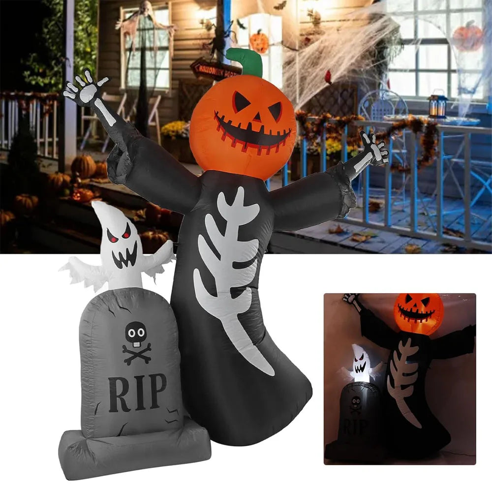 NNEOBA Inflatable Pumpkin Skeleton Halloween Yard Decor -  8FT