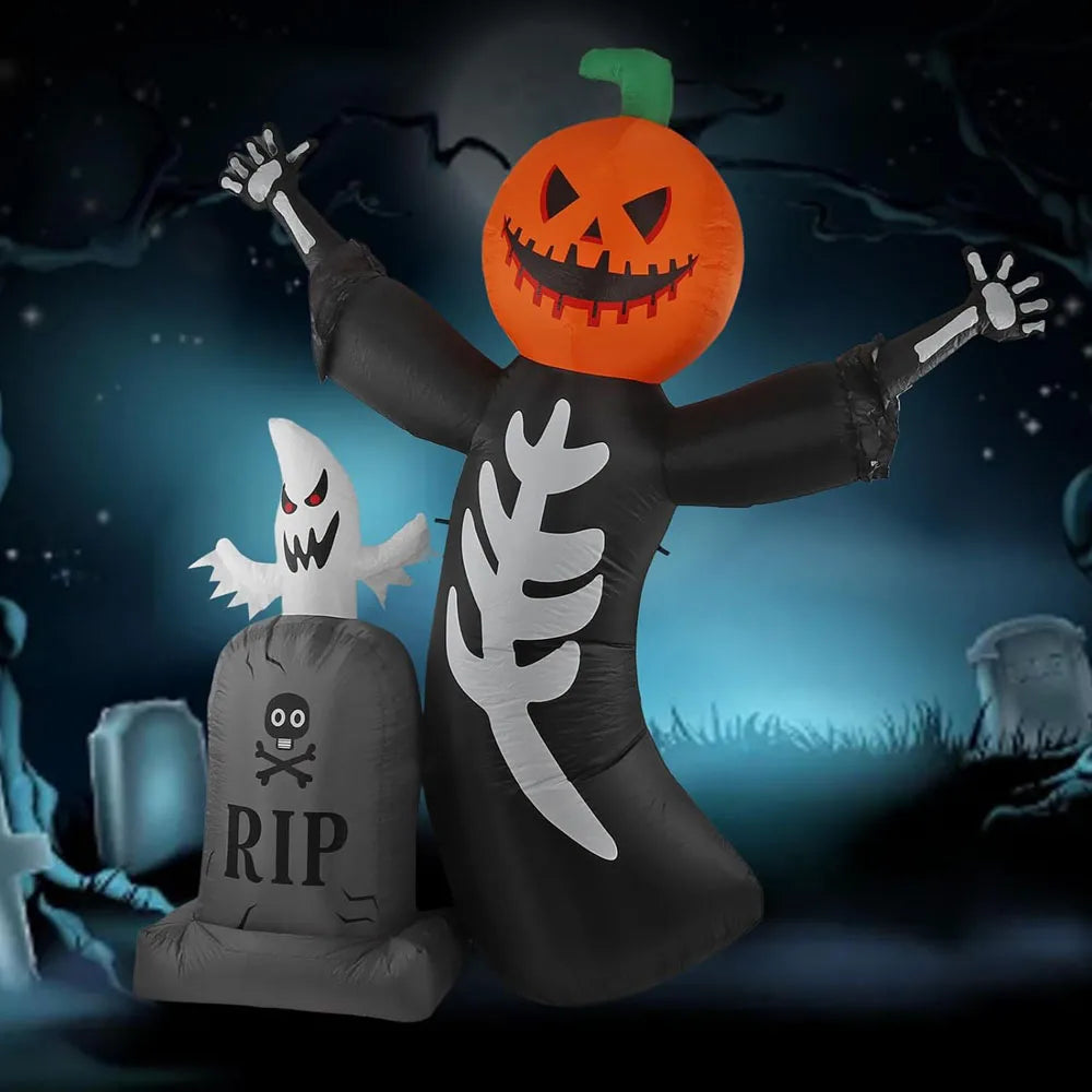 NNEOBA Inflatable Pumpkin Skeleton Halloween Yard Decor -  8FT