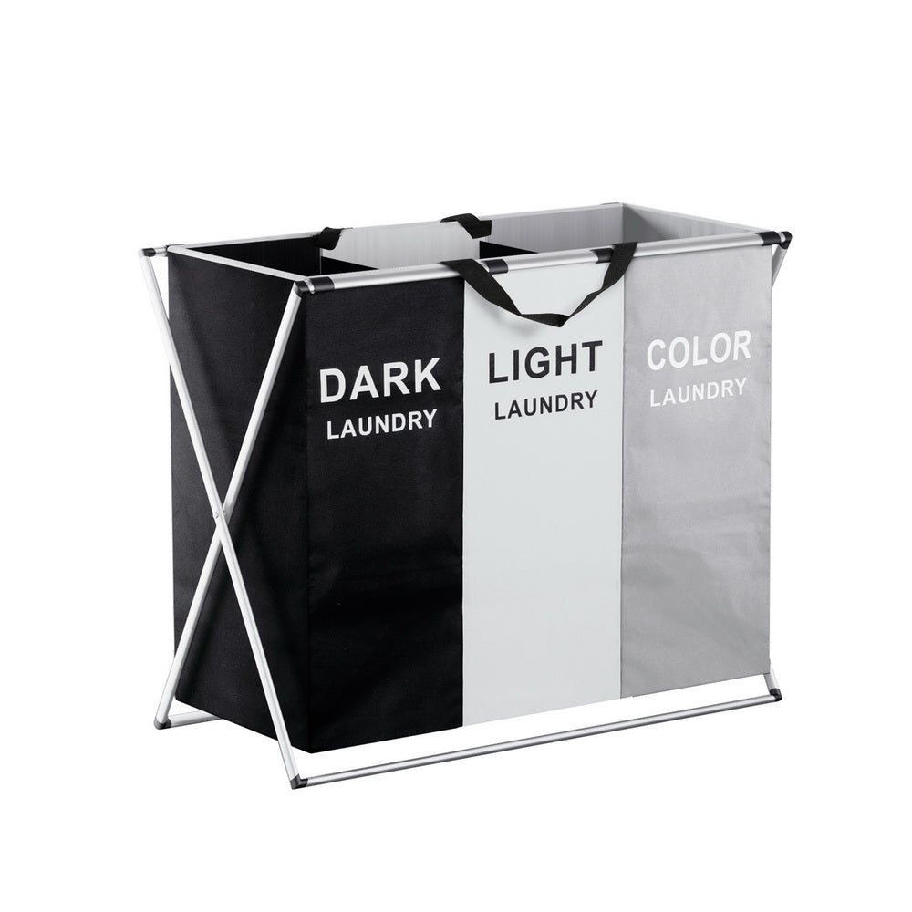 NNEDSZ Laundry Basket Hamper Large Foldable Washing Clothes Storage 3 Sections