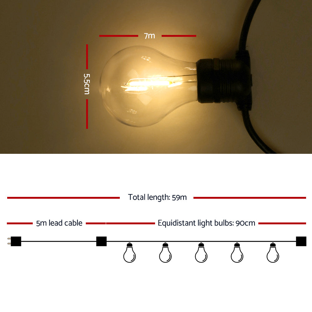 NNEDSZ 59m LED Festoon String Lights Outdoor Christmas Decorations Wedding Garden Party