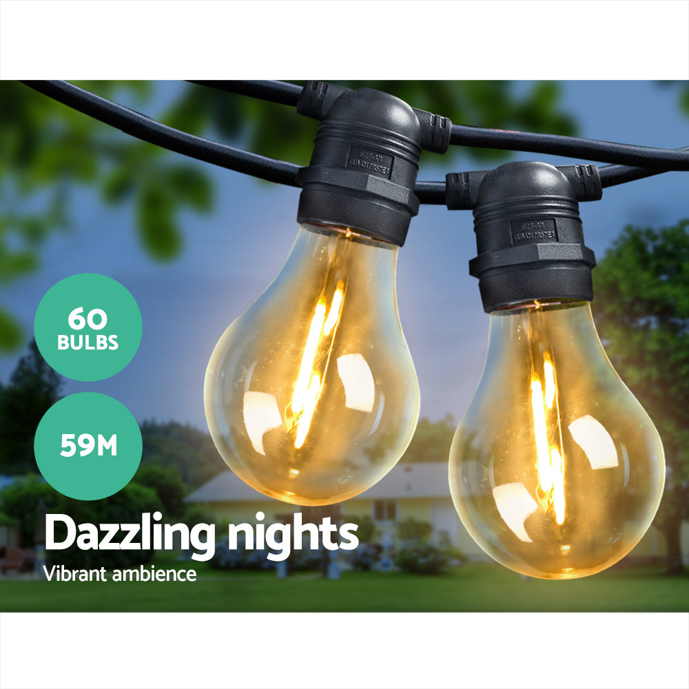 NNEDSZ 59m LED Festoon String Lights Outdoor Christmas Decorations Wedding Garden Party