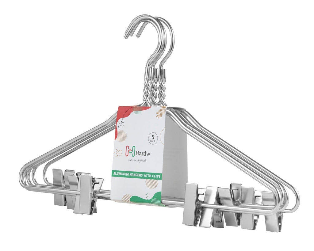 Silver Aluminum Hanger With Clips (5 Pack)