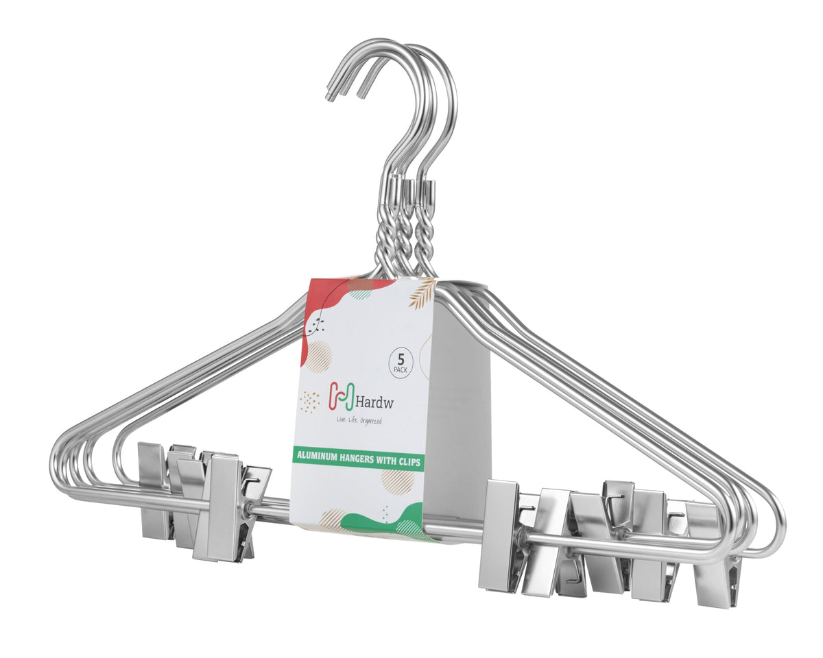 Silver Aluminum Hanger With Clips (5 Pack)
