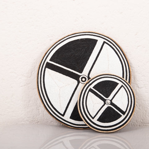 Beaded Cameroon Shield Black & White on stand | 4 Triangle Design