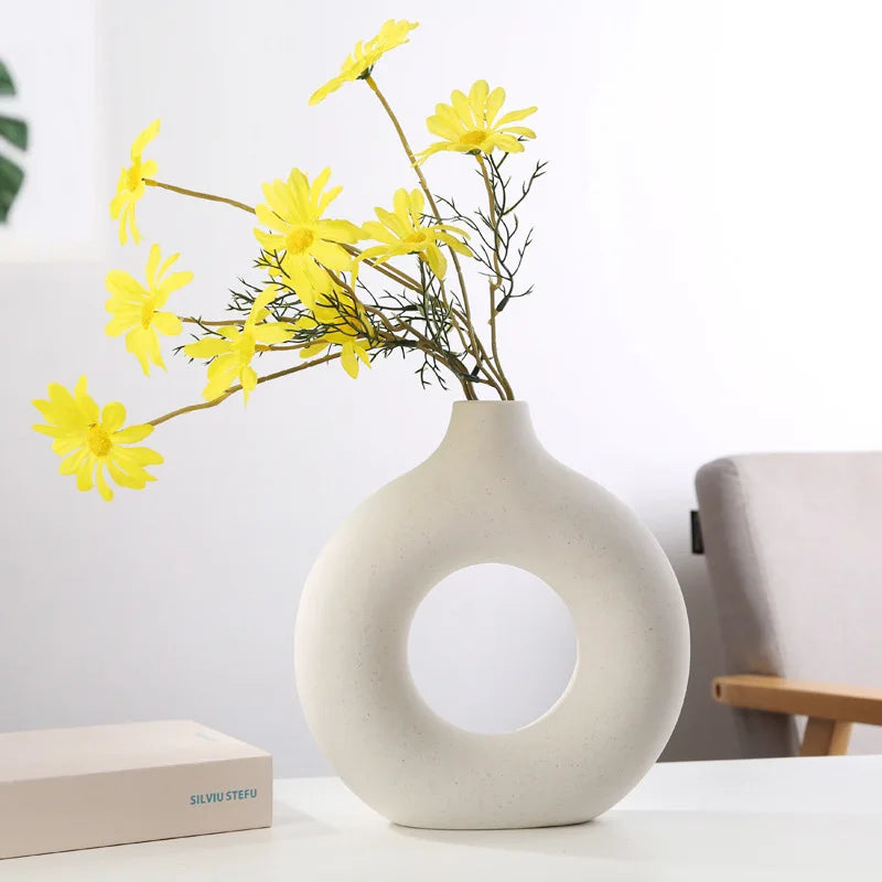 NNEOBA Round Ceramic Vase for Home Decor