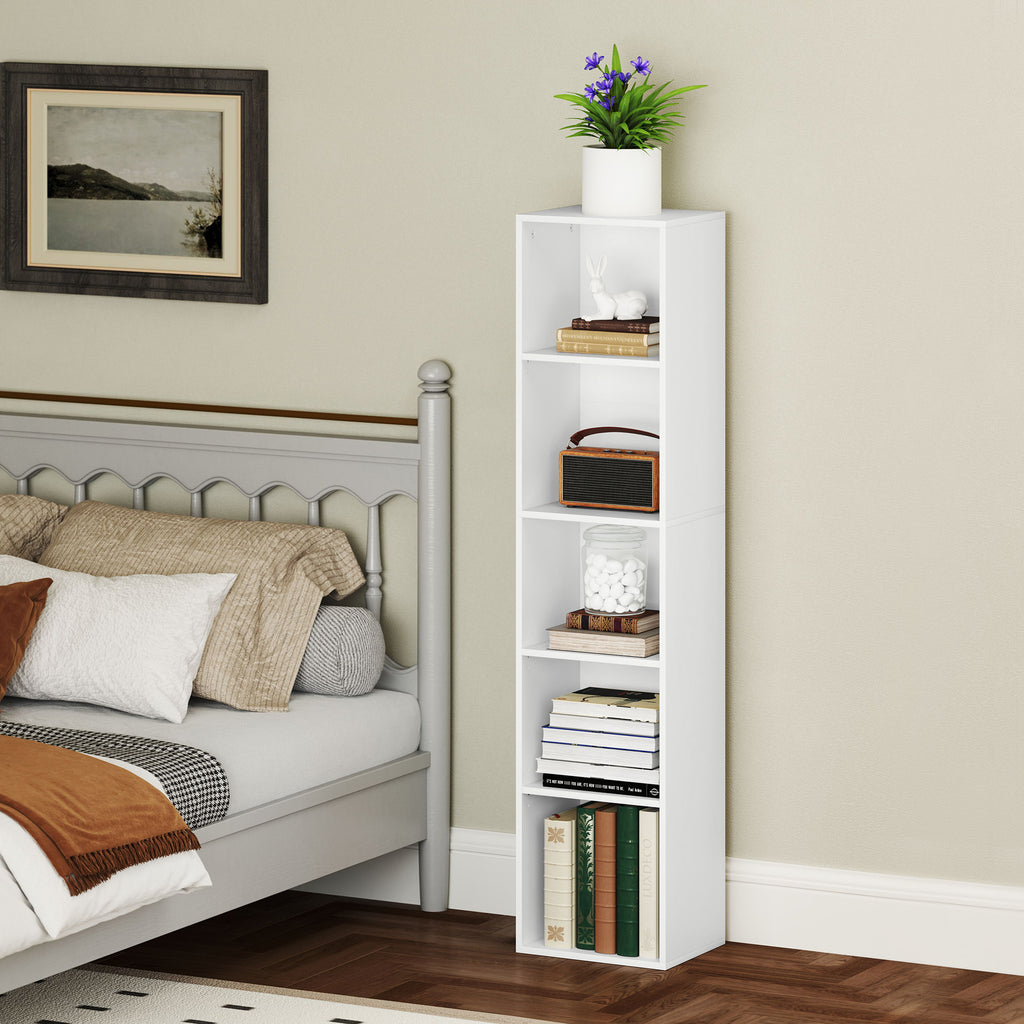 Bibliothèque étagère de rangement 5 niveaux avec étagères réglables pour salon, chambre, bureau, 30x24x133,5cm, blanc