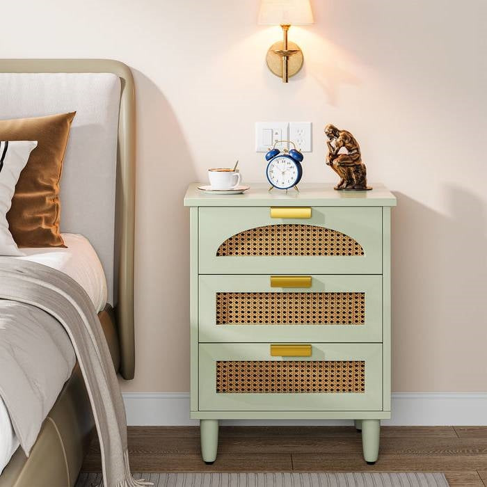Retro Mid-Century Modern 3 Drawer Bedside Table Nightstand in Mint Green