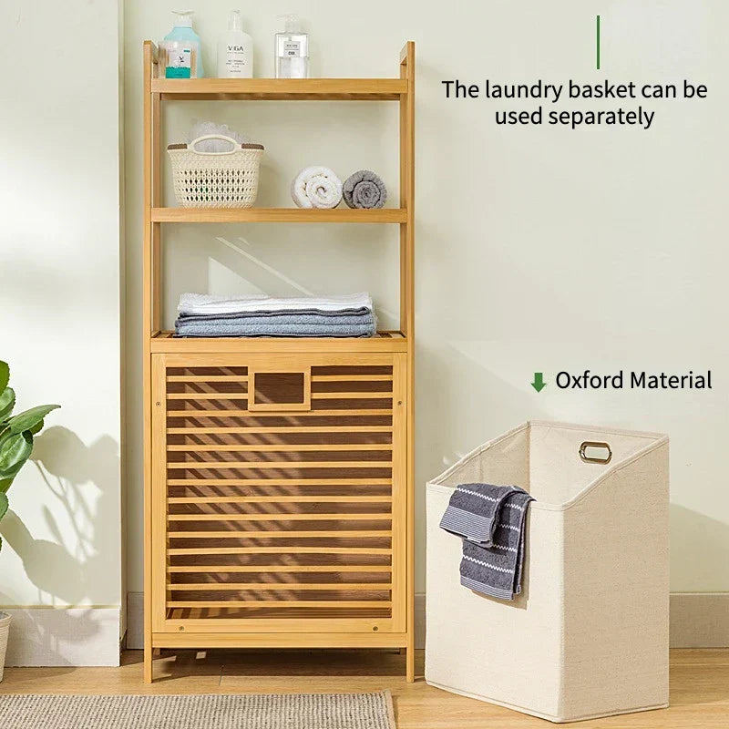 NNEOBA 4-Tier Laundry Hamper with Tilt-Out Basket | Bathroom Storage Shelf Organizer