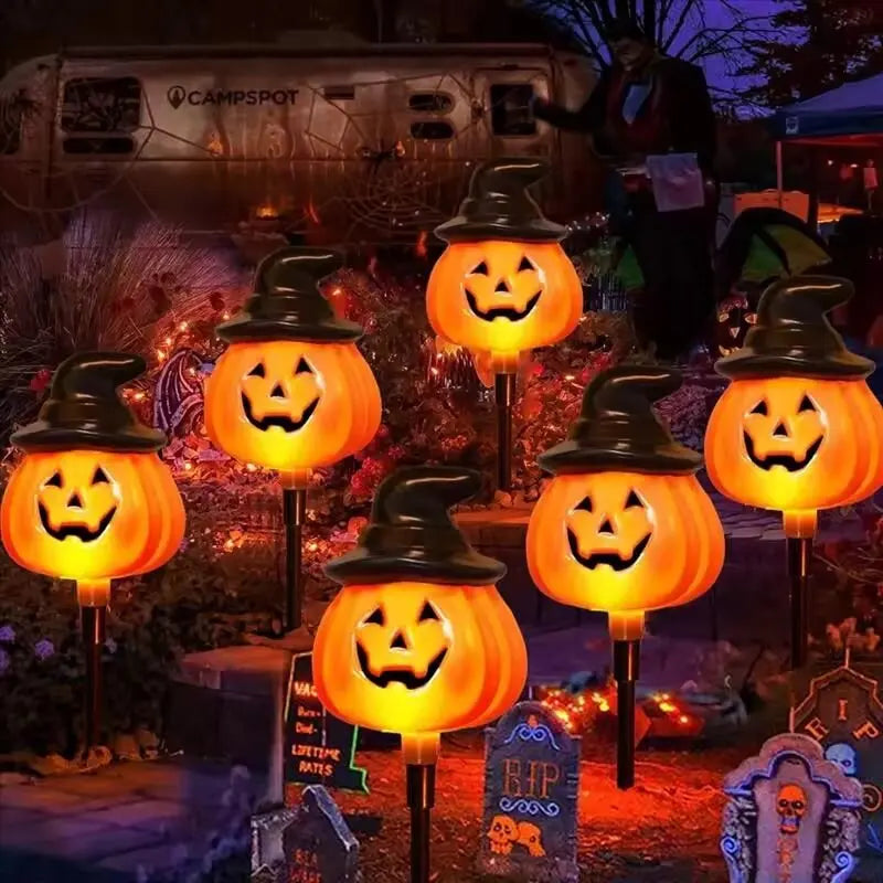 5-Pack Solar LED Pumpkin Stake Lights – Warm White Outdoor
