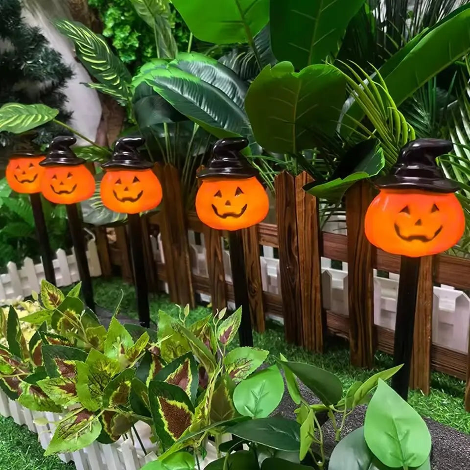 5-Pack Solar LED Pumpkin Stake Lights – Warm White Outdoor