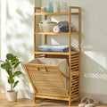 NNEOBA 4-Tier Laundry Hamper with Tilt-Out Basket | Bathroom Storage Shelf Organizer
