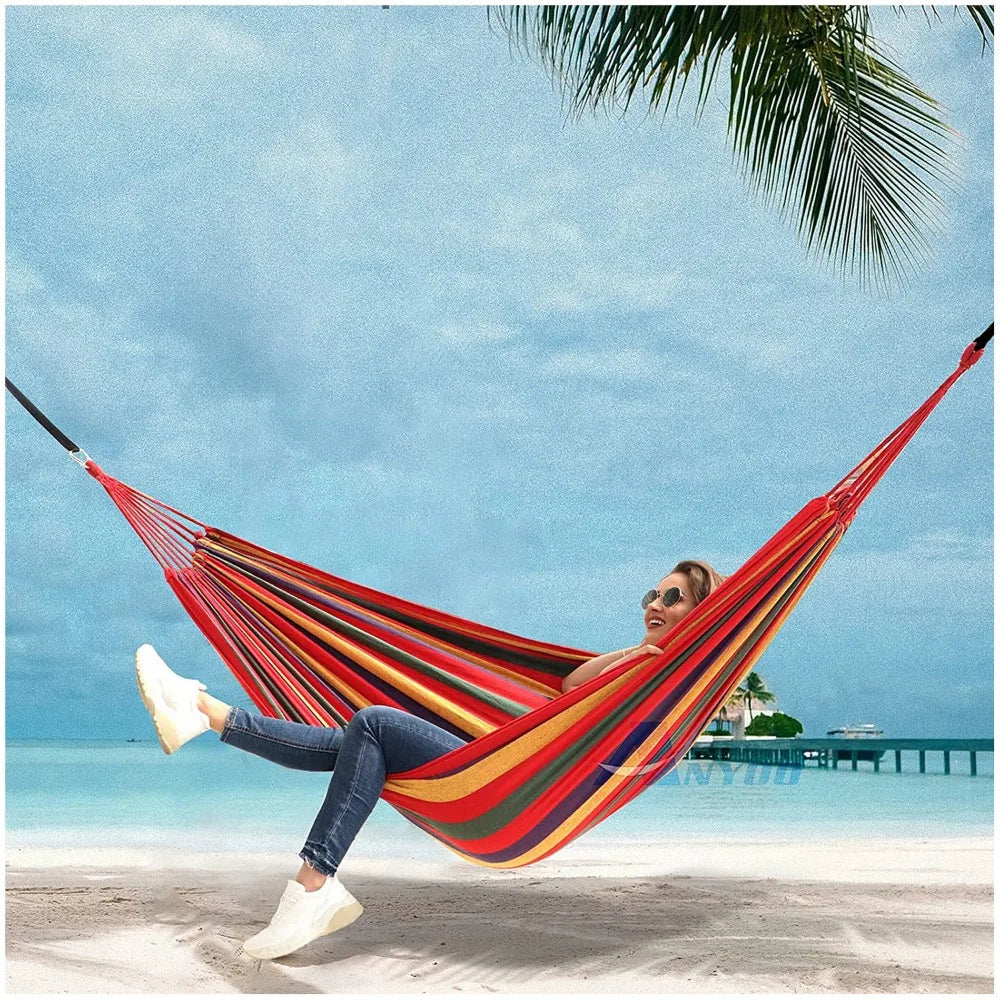Single Wide Canvas Hammock Portable Outdoor Swing