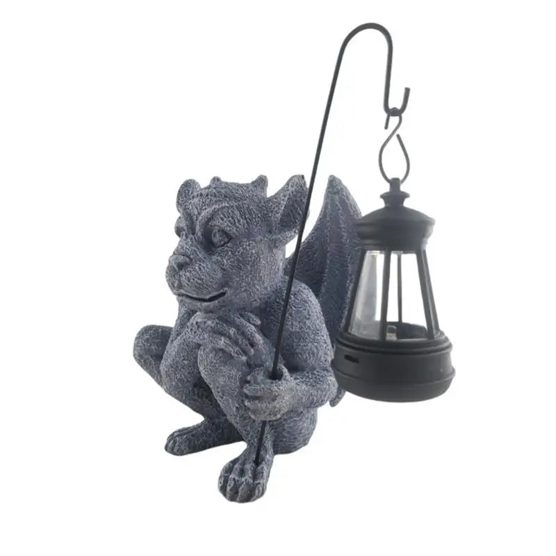 Solar Gargoyle Statue Outdoor Garden Decor Figurine