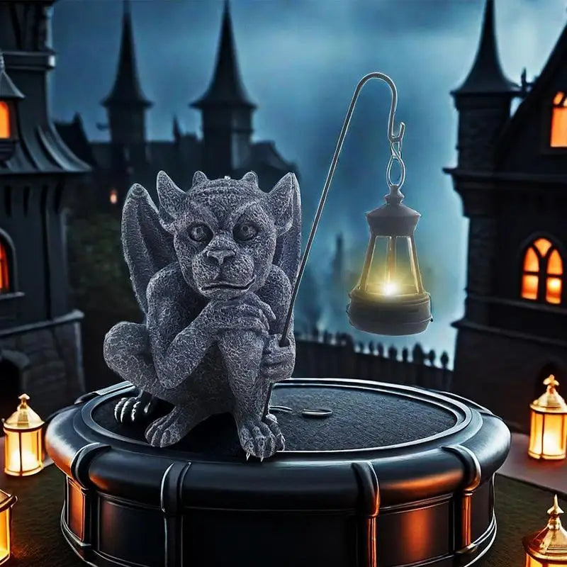Solar Gargoyle Statue Outdoor Garden Decor Figurine