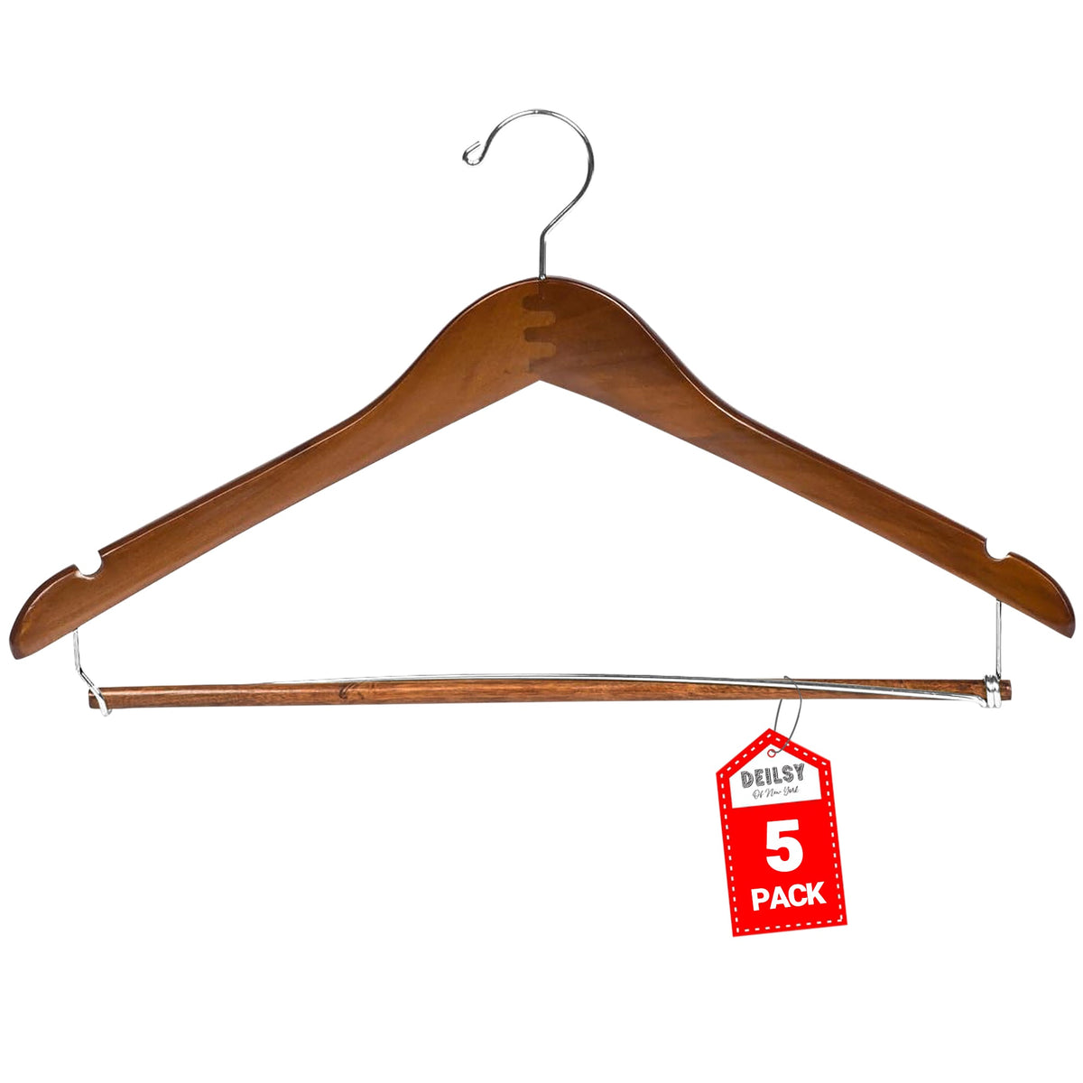 DEILSY™ Wood Suit Hangers Coat Brown (5 Pack)