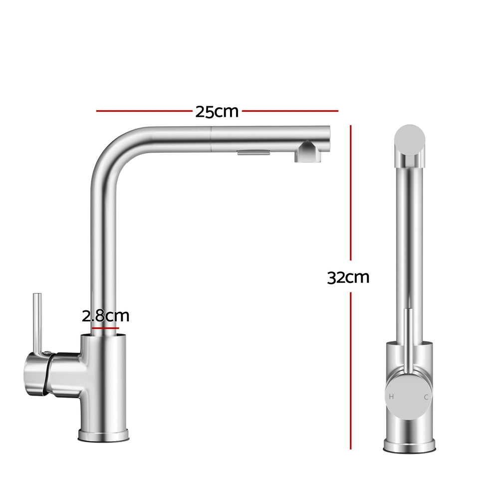 Cefito Kitchen Mixer Tap Pull Out Rectangle 2 Mode Sink Basin Faucet Swivel WELS Chrome