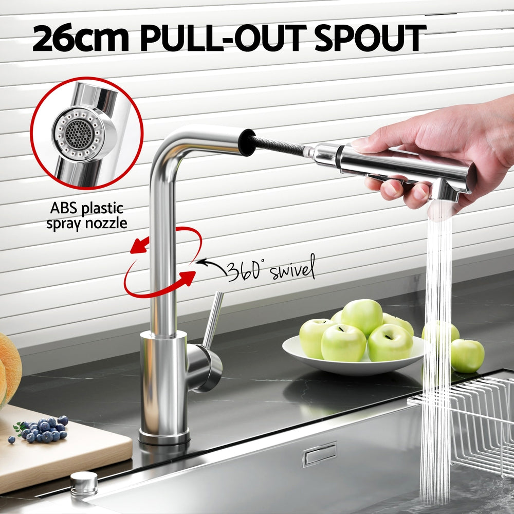 Cefito Kitchen Mixer Tap Pull Out Rectangle 2 Mode Sink Basin Faucet Swivel WELS Chrome