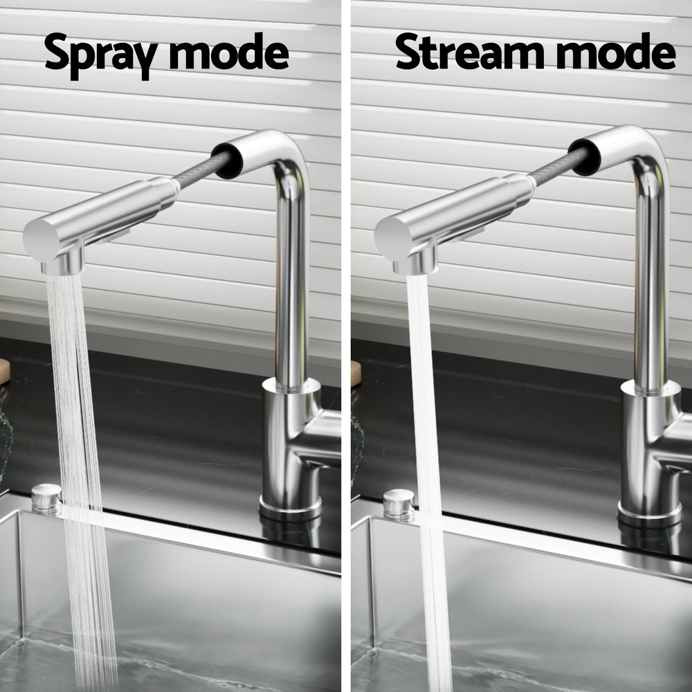 Cefito Kitchen Mixer Tap Pull Out Rectangle 2 Mode Sink Basin Faucet Swivel WELS Chrome