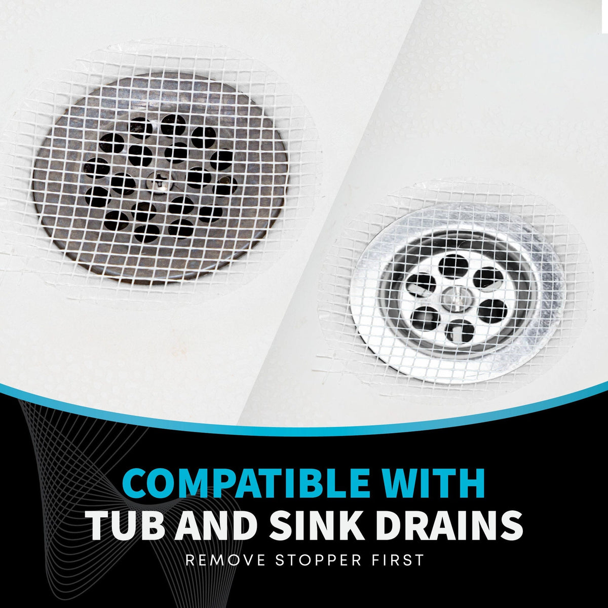 TubShroom Toss 26pk Disposable Drain Covers - Hair Catcher Mesh Sticker Strainers for Shower Bathtub and Bathroom Sink Drains