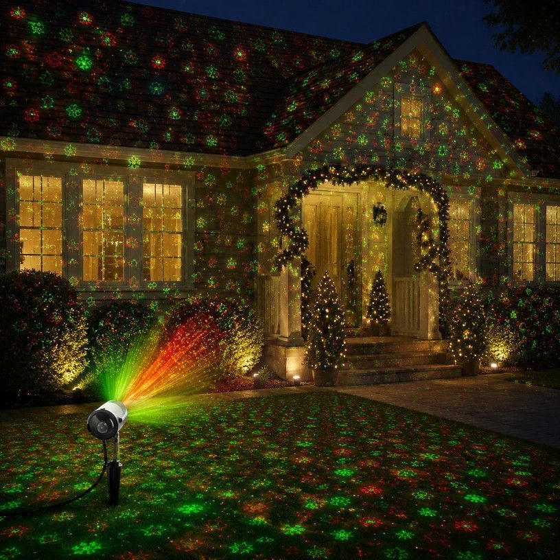 Outdoor Waterproof Red Green Laser Projector Light, Multi Pattern Christmas Halloween Yard Lamp