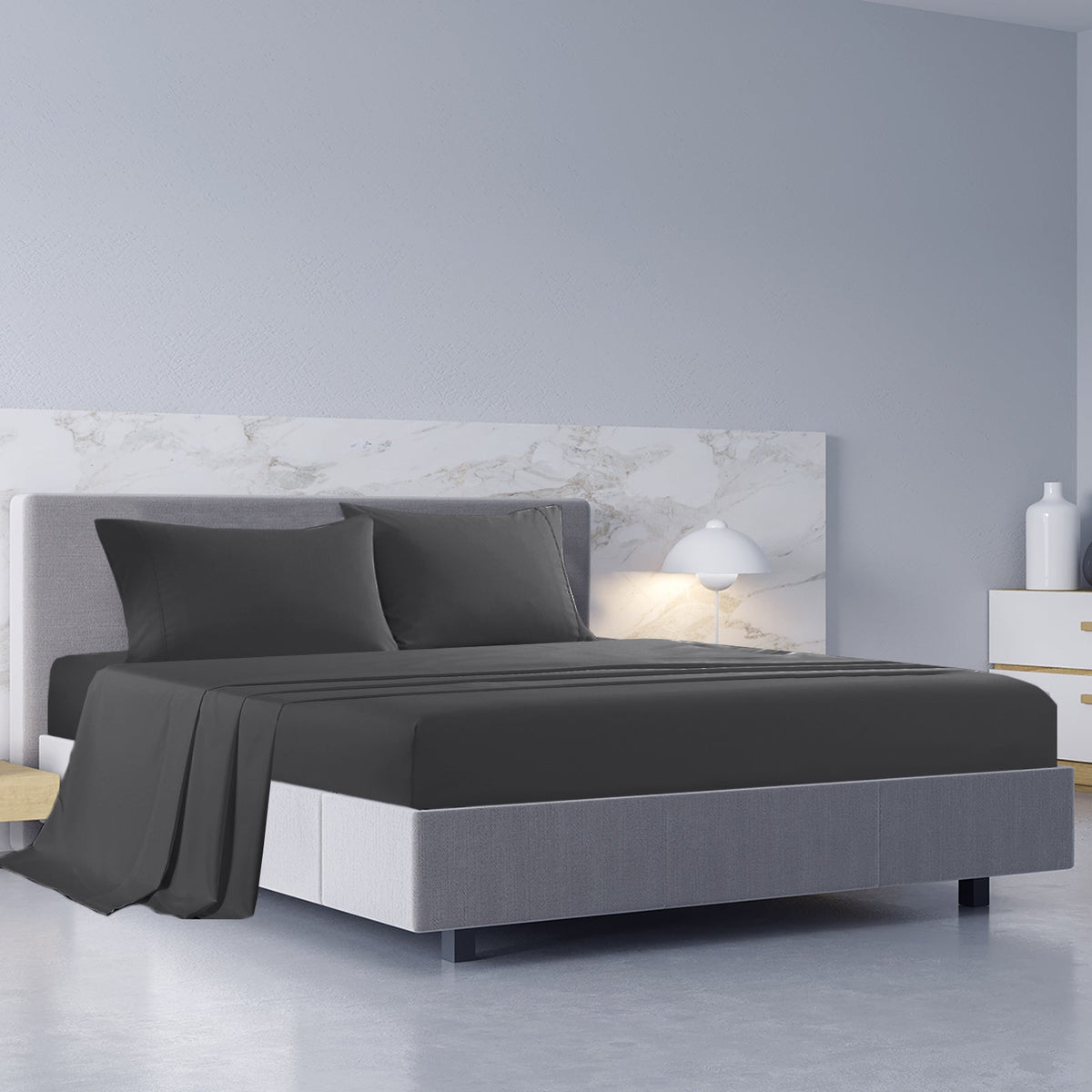 NNEDSZ Comfort 1000TC Hotel Grade Bamboo Cotton Sheets Pillowcases Set Ultrasoft Queen Pewter